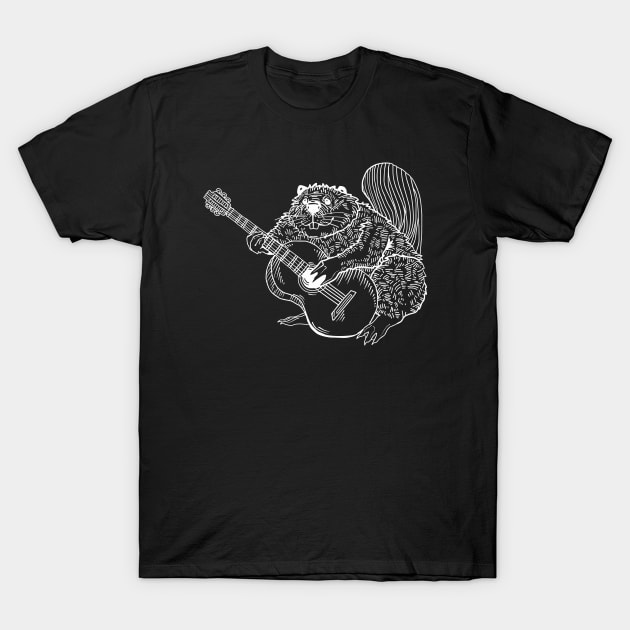 SEEMBO Beaver Playing Guitar Guitarist Musician Music Band T-Shirt by SEEMBO